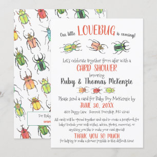 Cute Virtual Baby Shower Love Bugs Beetles Kaart