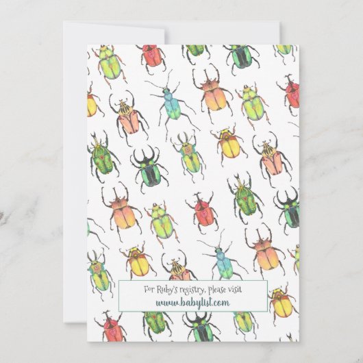 Cute Virtual Baby Shower Love Bugs Beetles Kaart (Achterkant)