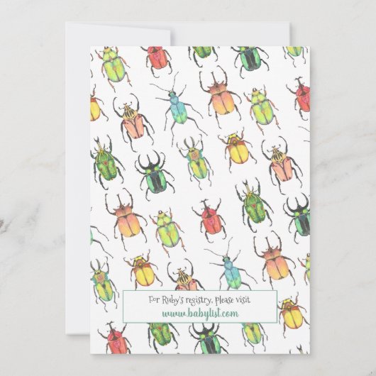 Cute Virtual Baby Shower Love Bugs Beetles Kaart (Achterkant)