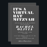 Cute Virtual Online Black en White Bat Mitzvah Kaart<br><div class="desc">Cute Virtual Online Black en White Bat Mitzvah Invitation</div>