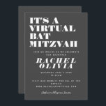 Cute Virtual Online Black en White Bat Mitzvah Kaart<br><div class="desc">Cute Virtual Online Black en White Bat Mitzvah Invitation</div>