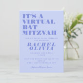 Cute Virtual Online Lavender Bat Mitzvah Kaart (Staand voorkant)