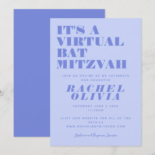 Cute Virtual Online Lavender Bat Mitzvah Kaart