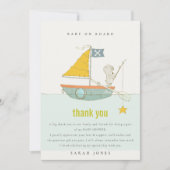Cute Vissen Teddy Bear Star Sailboat Baby shower Bedankkaart (Voorkant)
