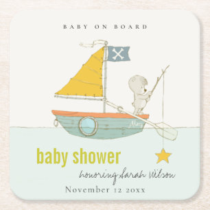 Cute Vissen Teddy Bear Star Sailboat Baby shower Kartonnen Onderzetters