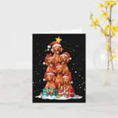 Cute Vizsla Viszla Dog Christmas Tree Xmas Hat  Kaart (Gele Bloem)