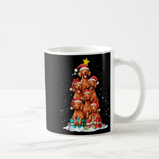 Cute Vizsla Viszla Dog Christmas Tree Xmas Hat Koffiemok (Rechts)