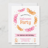 Cute Vleermuizen Halloween Verjaardagsfeestje Kaart (Voorkant)