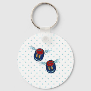 Cute vliegende gevleugelde schoentjes in blauw en sleutelhanger