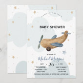 Cute Vliegtuig Speelgoed Wolken Baby Shower  Kaart (Voorkant / Achterkant)
