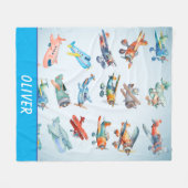 Cute Vliegtuigen Patroon Fleece Deken (Voorkant (Horizontaal))