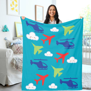Cute Vliegtuigwolk, Reizen, Baby Shower, Luchtvaar Fleece Deken