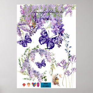 cute vlinder en lavendel kamer muurposter poster