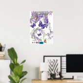cute vlinder en lavendel kamer muurposter poster (Thuiskantoor)