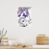 cute vlinder en lavendel kamer muurposter poster (Keuken)