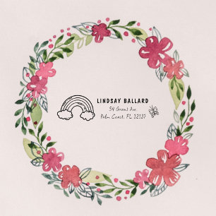 Cute Vlinder   Regenboog Retouradres voor Kinderen Zelfinktende Stempel