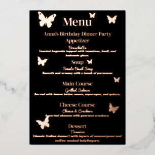 Cute Vlinder-Themed Verjaardag Dinner Party Menu