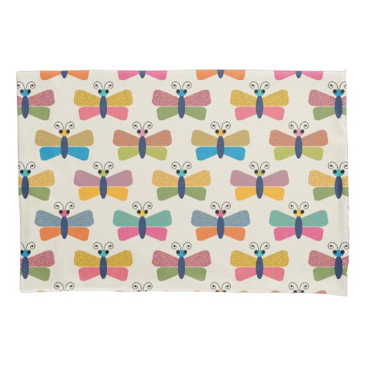 Cute Vlinderpatroon op Crème Kussensloop (Voorkant)
