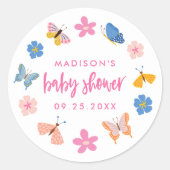 Cute Vlinders Baby Shower Ronde Sticker (Voorkant)