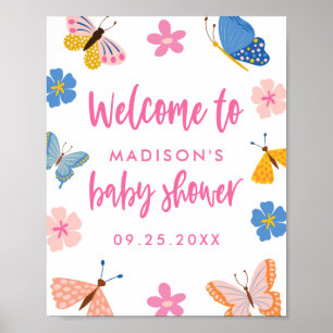 Cute Vlinders Baby Shower Welkom Poster