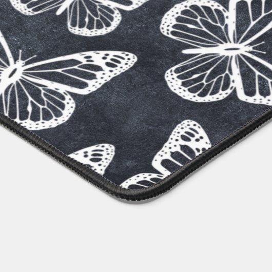 Cute Vlinders Elegant Chic Patroon Grijs & Wit Bureaumat (Hoek)