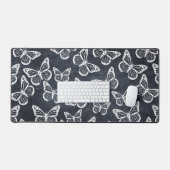 Cute Vlinders Elegant Chic Patroon Grijs & Wit Bureaumat (Keyboard & Muis)