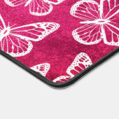 Cute Vlinders Elegant Patroon Wit & Hot Pink Bureaumat (Hoek)