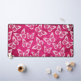 Cute Vlinders Elegant Patroon Wit & Hot Pink  Bureaumat