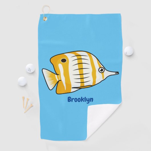 Cute vlinvis cartoon illustratie golfhanddoek (Insitu)