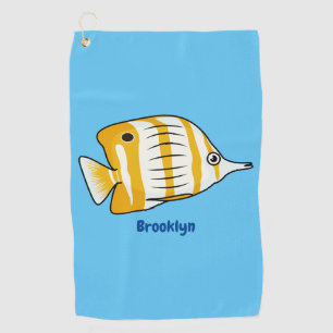 Cute vlinvis cartoon illustratie golfhanddoek