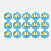 Cute vlinvis cartoon illustratie labels (Vel)