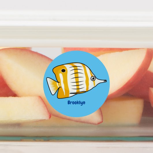 Cute vlinvis cartoon illustratie labels (Aangebracht)