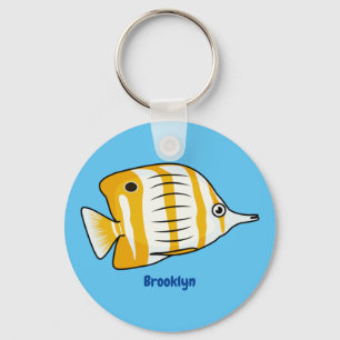 Cute vlinvis cartoon illustratie sleutelhanger