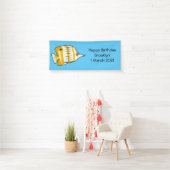 Cute vlinvis cartoon illustratie spandoek (Insitu)