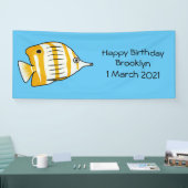Cute vlinvis cartoon illustratie spandoek (Beurs)