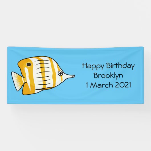 Cute vlinvis cartoon illustratie spandoek (Horizontaal)