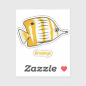 Cute vlinvis cartoon illustratie sticker (Vel)