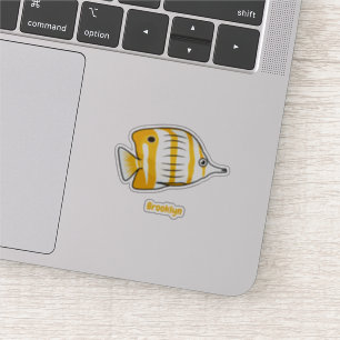 Cute vlinvis cartoon illustratie sticker