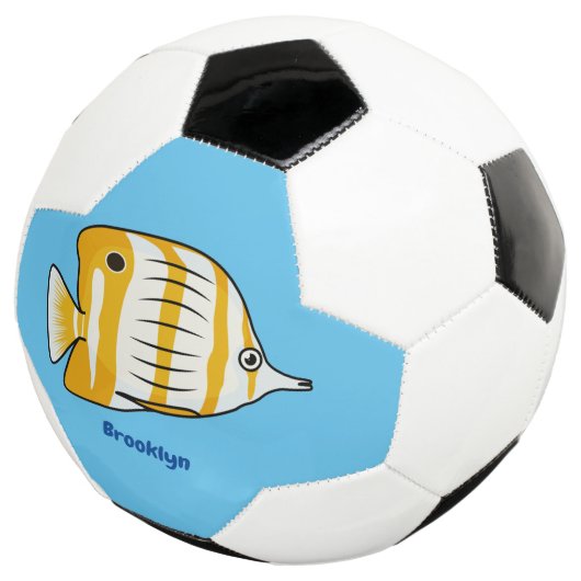 Cute vlinvis cartoon illustratie voetbal (Drie kwart)