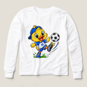 Cute Voetbal Eend Karakter Kids Lange Mouwen T-Shi