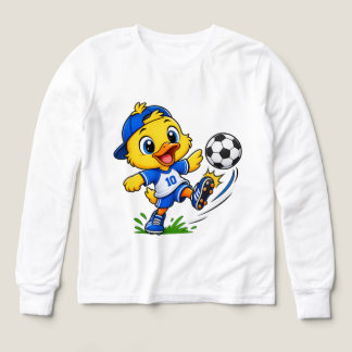 Cute Voetbal Eend Karakter Kids Lange Mouwen T-Shi