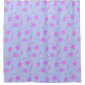 Cute Voetbal Pattern in Paars en blauw Douchegordijn (Voorkant)