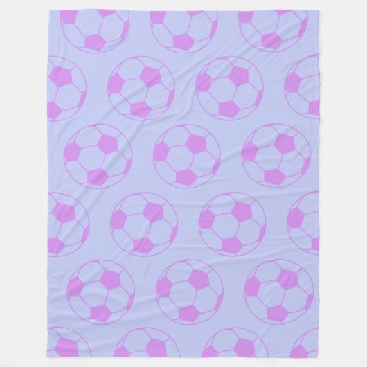 Cute Voetbal Pattern in Paars en blauw Fleece Deken (Voorkant)