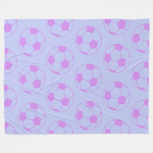 Cute Voetbal Pattern in Paars en blauw Fleece Deken (Voorkant (Horizontaal))