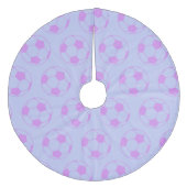 Cute Voetbal Pattern in Paars en blauw Fleece Kerstboom Rok (Voorkant)