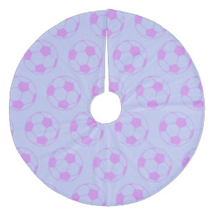 Cute Voetbal Pattern in Paars en blauw Fleece Kerstboom Rok