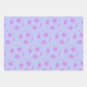Cute Voetbal Pattern in Paars en blauw Inpakpapier Vel (Voorkant 3)
