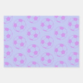 Cute Voetbal Pattern in Paars en blauw Inpakpapier Vel (Voorkant)