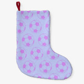 Cute Voetbal Pattern in Paars en blauw Kleine Kerstsok (Voorkant)