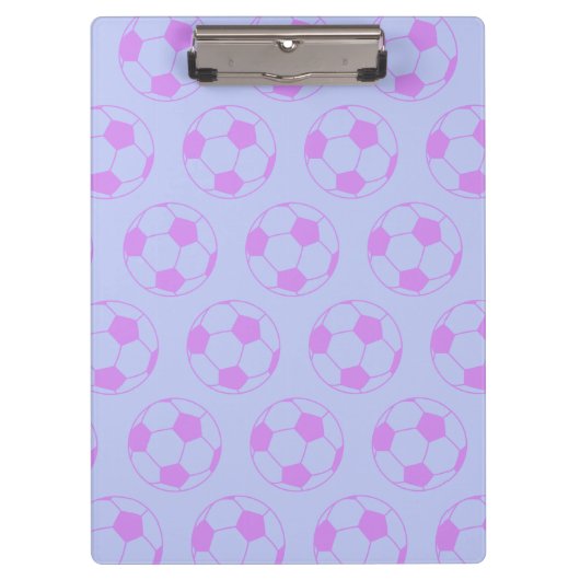 Cute Voetbal Pattern in Paars en blauw Klembord (Voorkant)